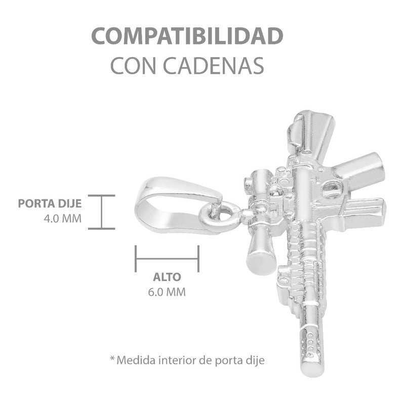 Joyaris Dije Arma Larga Mira Plata 925 Hombre 40mm Plateado