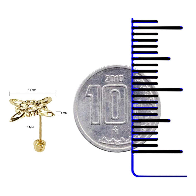 Aretes Broquel Pendientes Nudo De Bruja De Mujer Oro De 10k