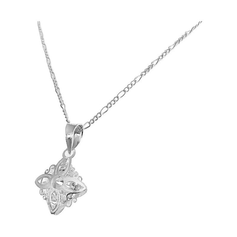 Collar Dije Nudo De Bruja Celta Con Zirconia Plata Ley S925
