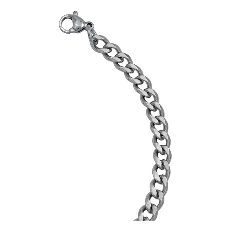 Pulsera Esclava Hombre Y Mujer Cubano Eslabón Acero Plata