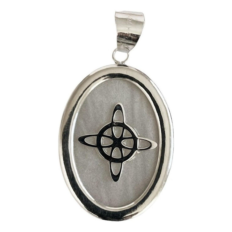 Collar Cadena Barbada Nudo De Bruja Encapsulada Plata 925