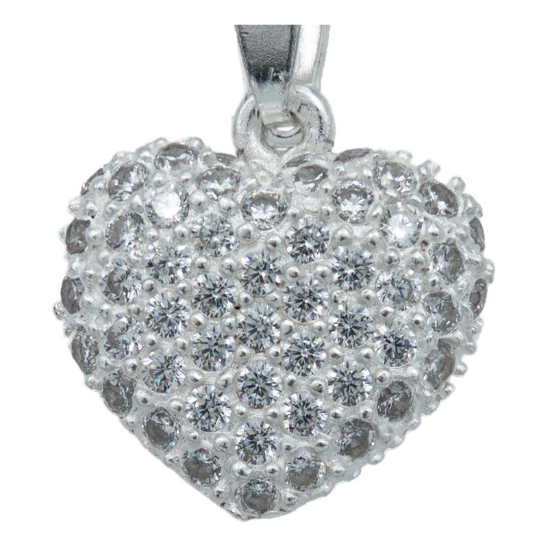 Collar Corazón Chico Bulto Amor Regalo Mujer Plata 925