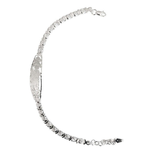 Pulsera Ajustable Dama Placa San Judas Grabado Plata Ley 925