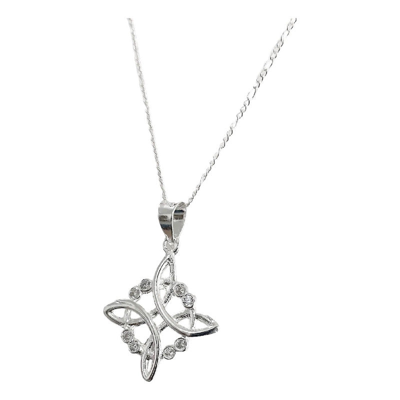 Collar Nudo De Bruja 8 Zirconias Mujer Regalo Plata Ley 925