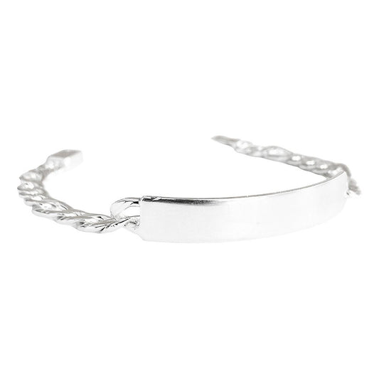 Pulsera Esclava De Placa Eslabon Diamantado Plata 925 7mm Plateado 6 Cm 1 Cm