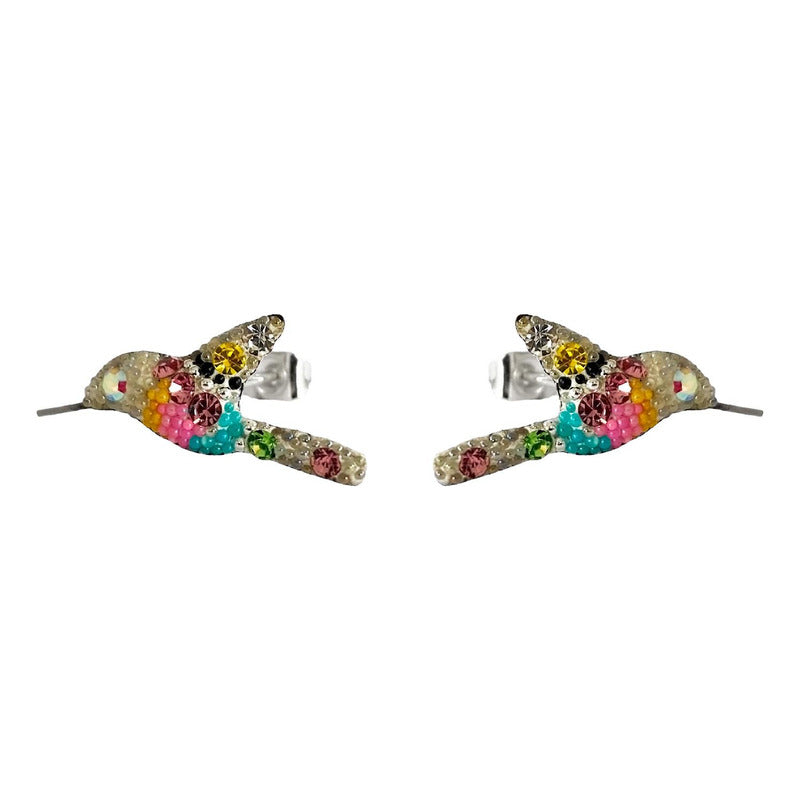 Collar Aretes Colibrí Artesanal Zirconias Plata Ley 925