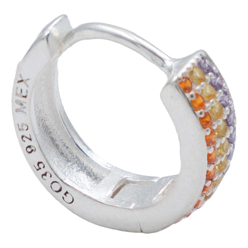 Arracadas Huggies Medianas 30 Zirconias Mujer Plata 925