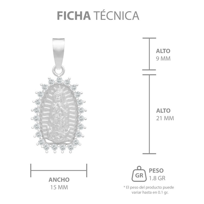 Dije Virgencita Guadalupe Mate Zirconias Regalo Plata 925