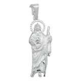 Dije San Judas Mediano Troquel Diamantado Plata 925 5.2 Cm