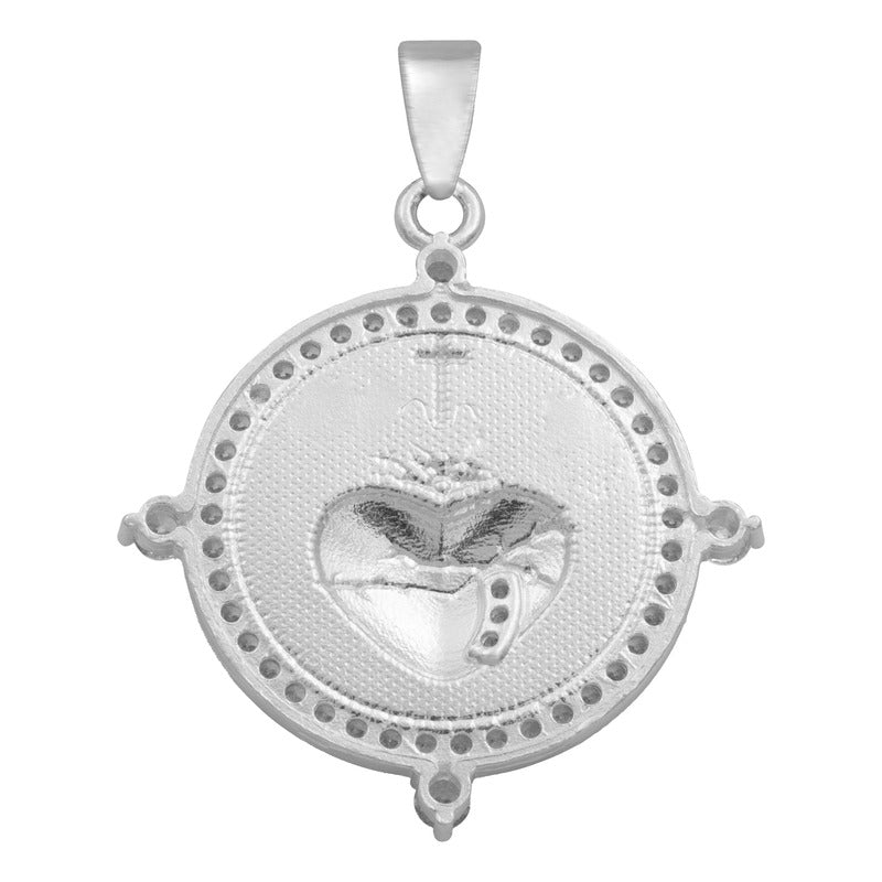Dije Sagrado Corazón Jesus Cruz Zirconias Unisex Plata 925