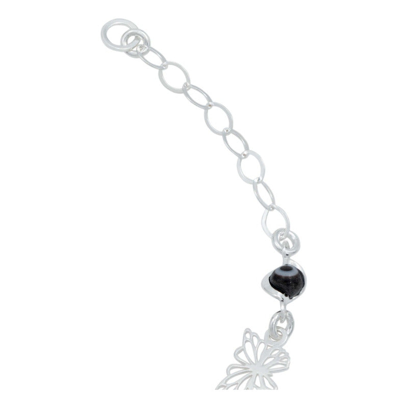 Pulsera Ajustable Mariposa Ojo Turco Primavera Plata 925