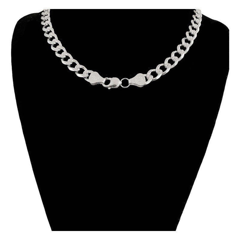 Cadena Barbada Diamantada Cubana Hombre Plata925 60cm X 1cm
