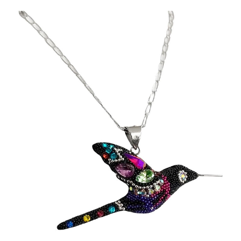 Collar Aretes Colibrí Artesanal Zirconias Plata Ley 925