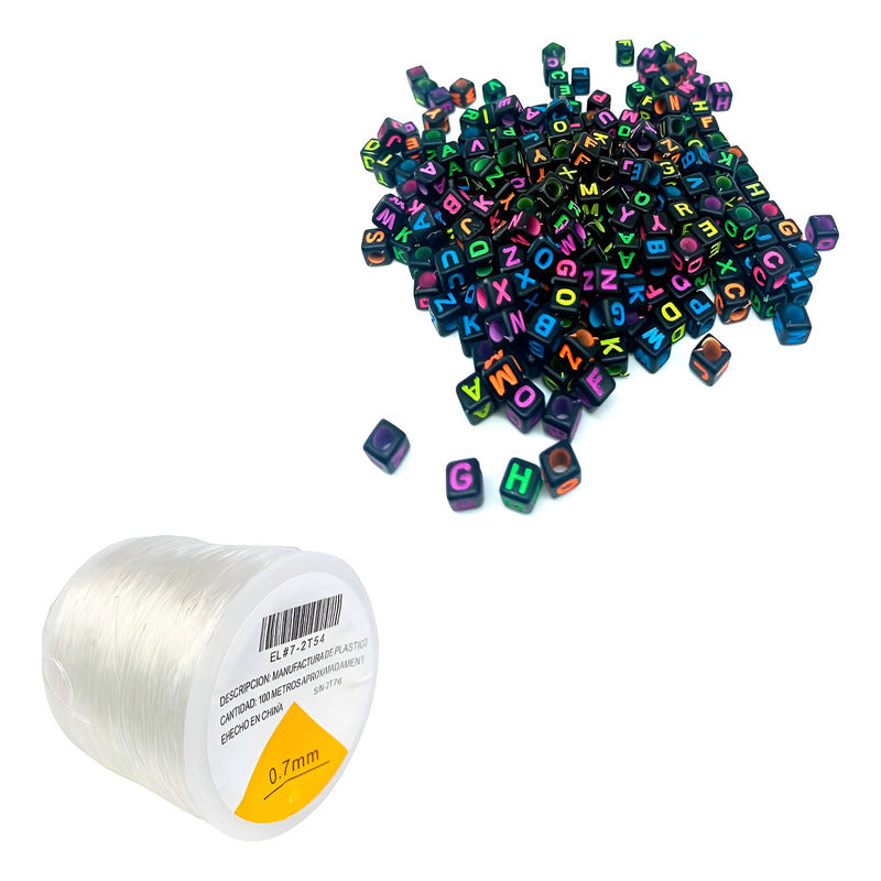 Armado Pulsera Bisuteria Letra 1200pzs + 100 Mts Hilo Nylon