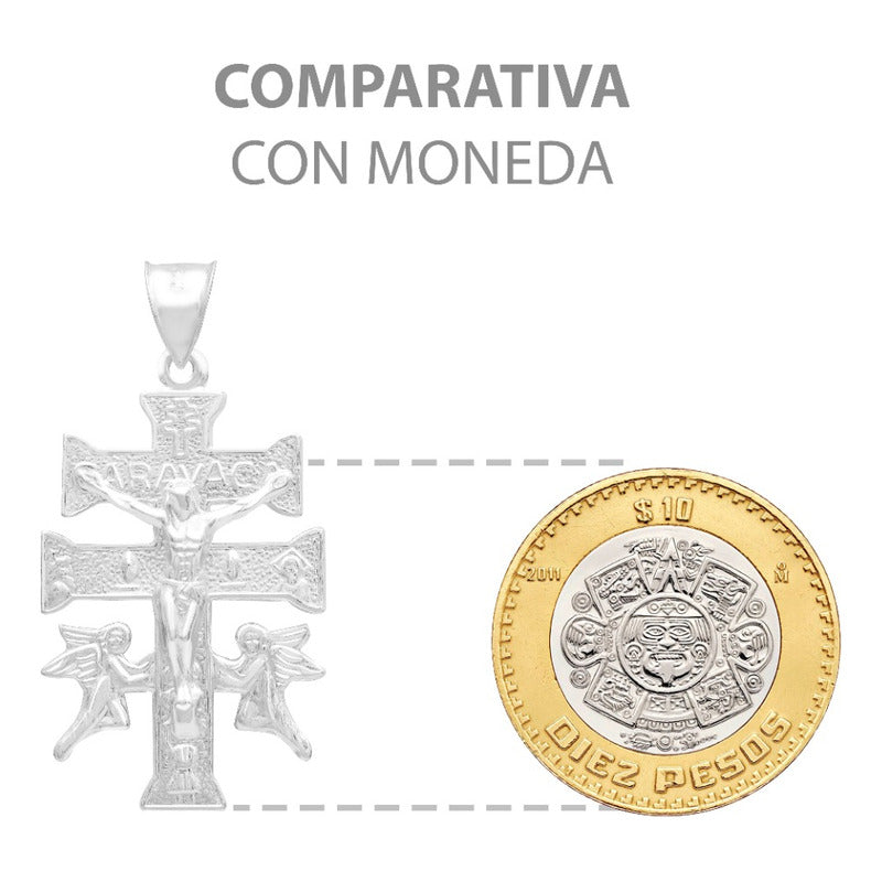 Dije Cruz Caravaca Troquelada Cristo Angeles Plata 925 4.5cm Plateado