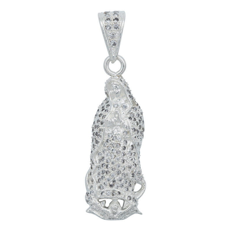 Dije Virgen De Guadalupe Zirconias Plata Solida 925 5.9 Cm