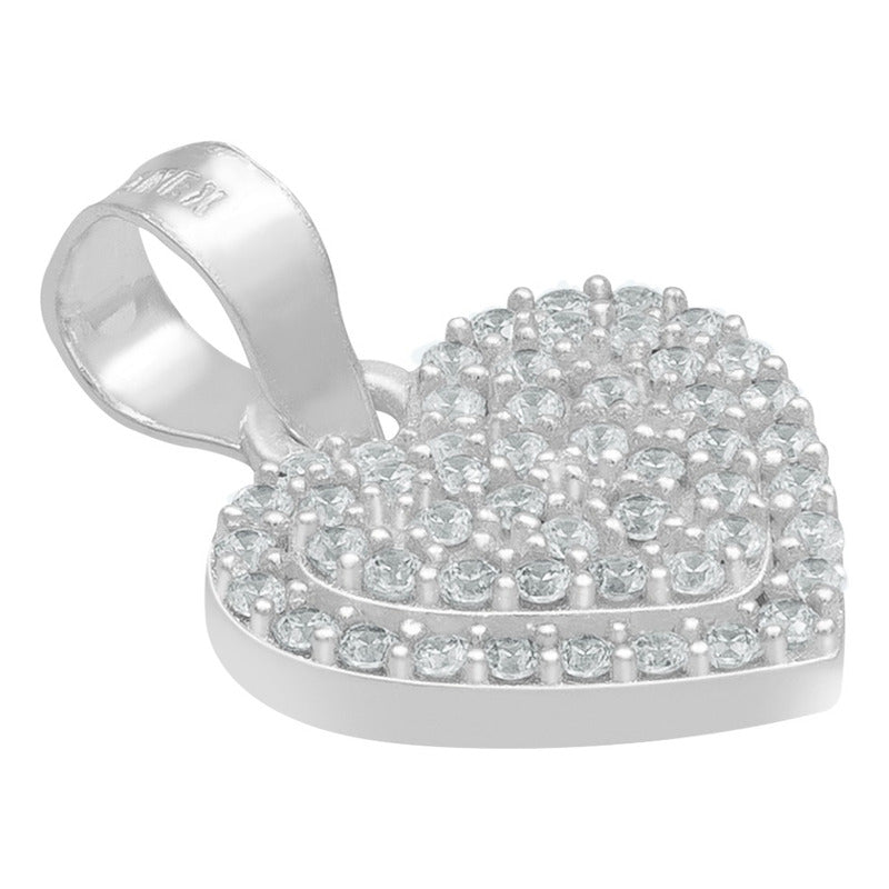Dije Corazón Zirconia Mujer Amor Mamá Regalo Plata 925 1.7cm