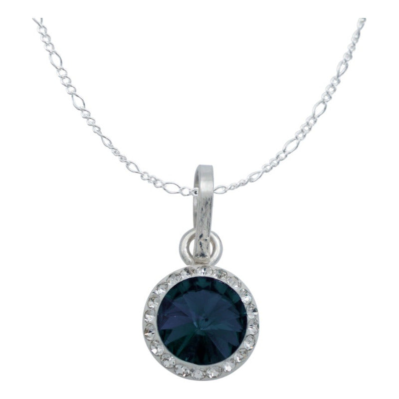 Juego Grande Cristal Dije Arete Cadena Mujer Regalo Plata925