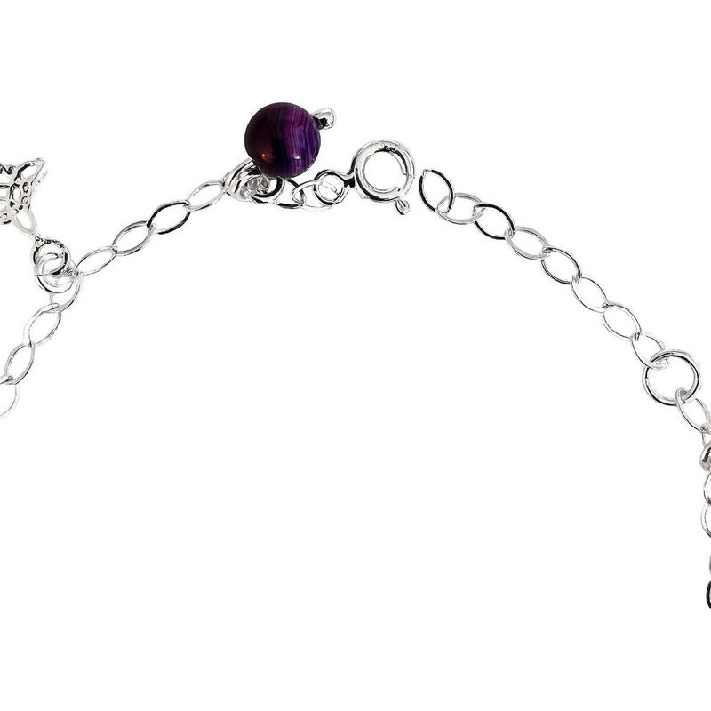 Pulsera Ajustable Nudo De Bruja Cuarzos Naturales Plata 925