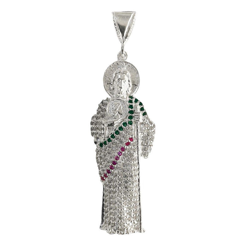 Dije Medalla San Judas Tadeo Mediano Zirconias Plata Ley 925