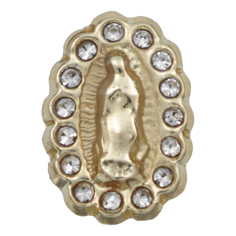 Broqueles Virgen Guadalupe Grande Zirconia 1.2 Cm Oro 10k