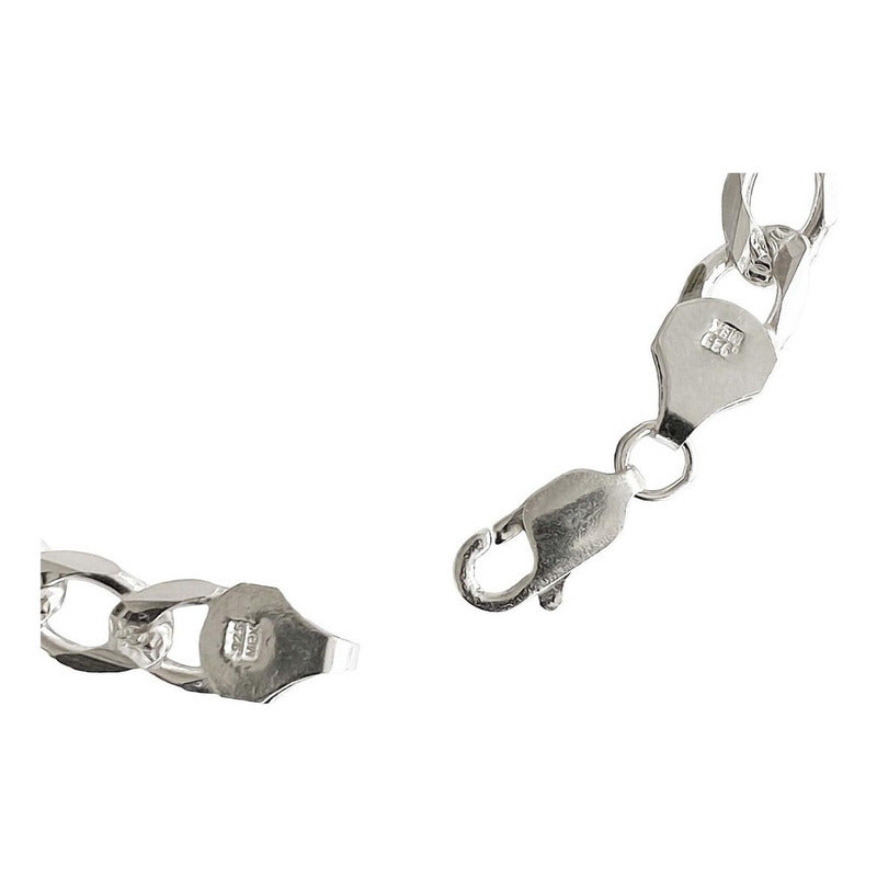 Esclava Hombre Pulsera Cubana Diamantada Plata Ley 925 7 Mm Plateado 7 Cm 21 Cm