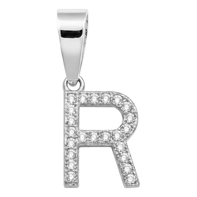 Dije Inicial De Plata 925 Zirconias  2 Cm Regalo Para Mujer R