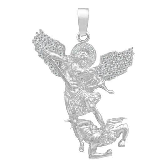 Dije San Miguel Arcangel Zirconias Hombre Regalo Plata 925 Plateado