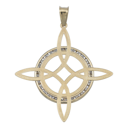 Dije Nudo De Bruja Enorme Plano Zirconias Unisex Oro 10k Dorado