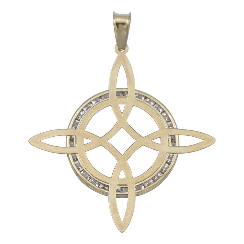 Dije Nudo De Bruja Enorme Plano Zirconias Unisex Oro 10k