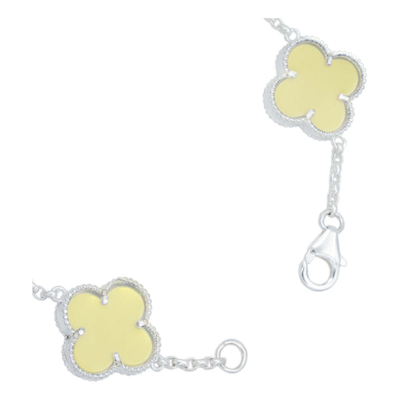 Pulsera Trebol Esmaltado Regalo Hombre Mujer Plata 925