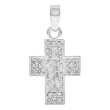 Dije Cruz San Judas Tadeo Zirconias Mujer Plata 925 2.4 Cm Plateado
