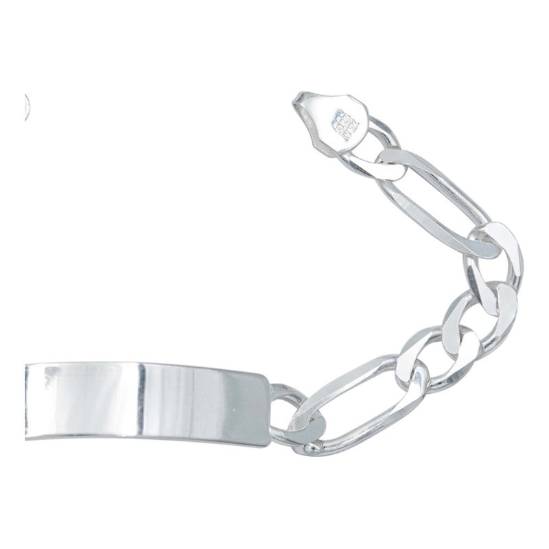 Pulsera Esclava Figaro 3x1 Gruesa Hombre Plata 925 7 Mm