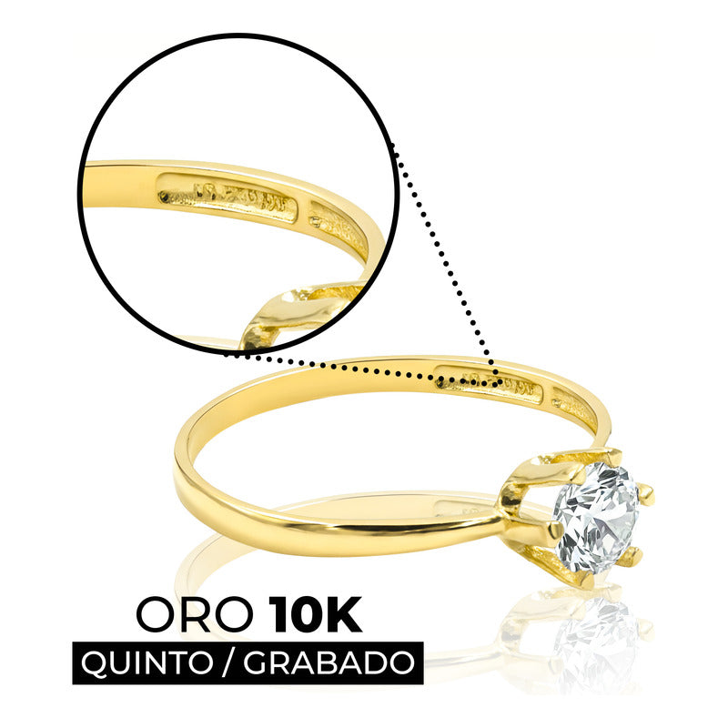Anillo Promesa Matrimonio Compromiso Regalo Solitario Oro10k Dorado 6