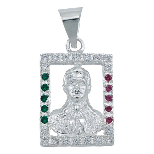 Dije Cuadrado Jesús Malverde Zirconias Plata Solida 925