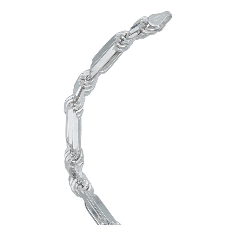 Pulsera Gruesa Torsal Figaro Hombre Plata Italy 925 5 Mm