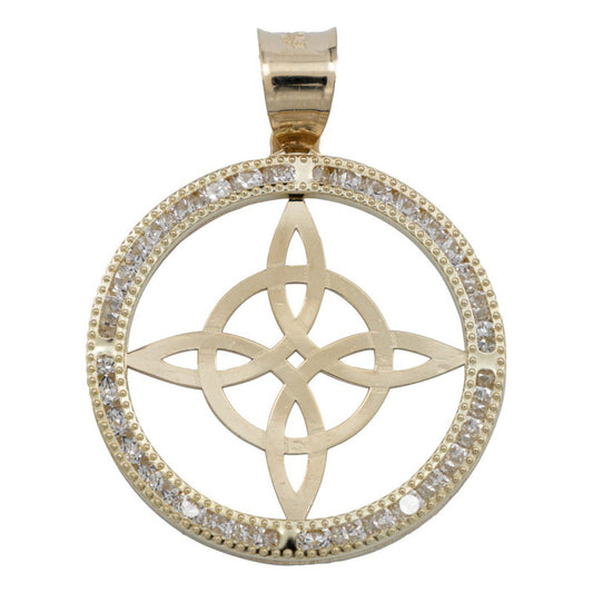 Dije Medalla Grande Nudo Bruja Zirconia Mujer Oro 10k 3 Cm Amarillo