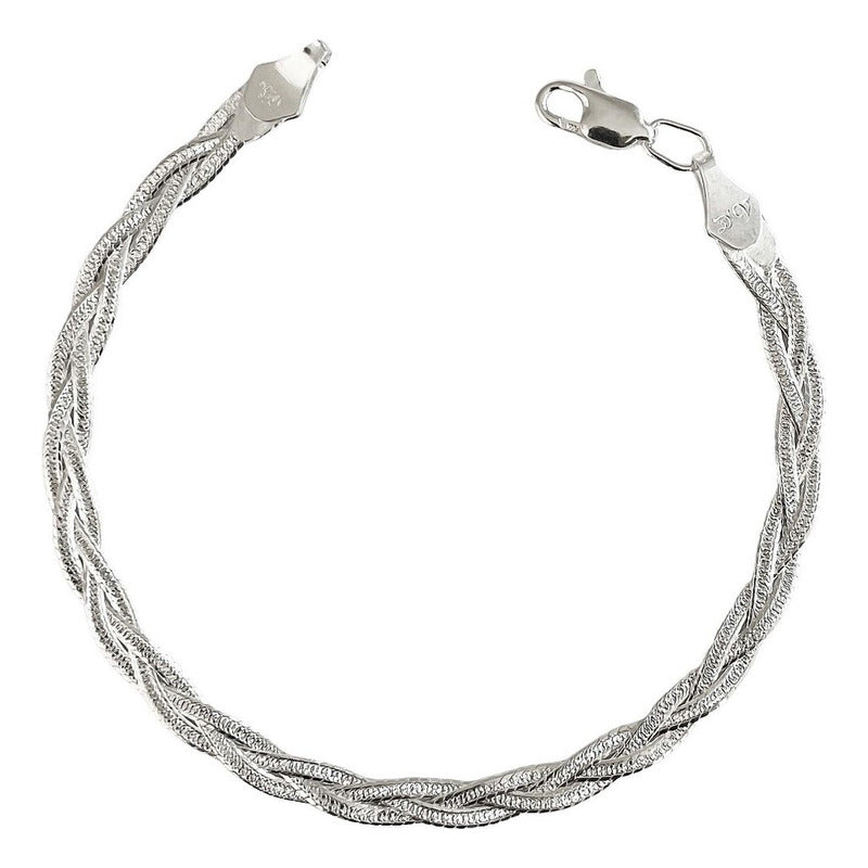 Pulsera Dama Esclava Trenzada Florentina Plata Pura Ley S925