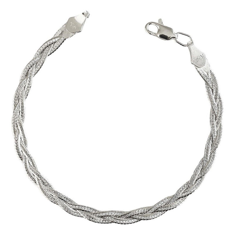 Pulsera Dama Esclava Trenzada Florentina Plata Pura Ley S925