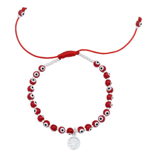 Pulsera Ajustable San Benito Ojo Turco Artesanal Plata 925