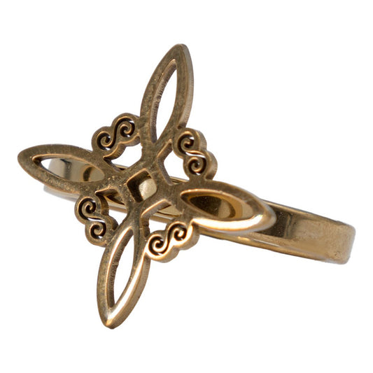 Anillo Nudo De Bruja Celta Laser Dorado Grande Hombre Mujer