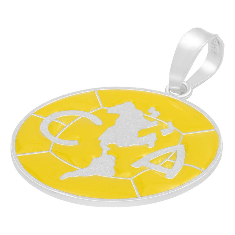 Dije Escudo America Club Esmaltado Resina Futbol Plata 925 Amarillo
