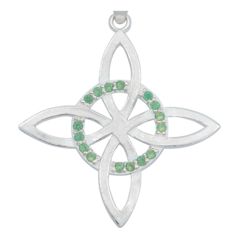 Collar Nudo De Bruja Celta Plano Zirconias Plata Ley S925