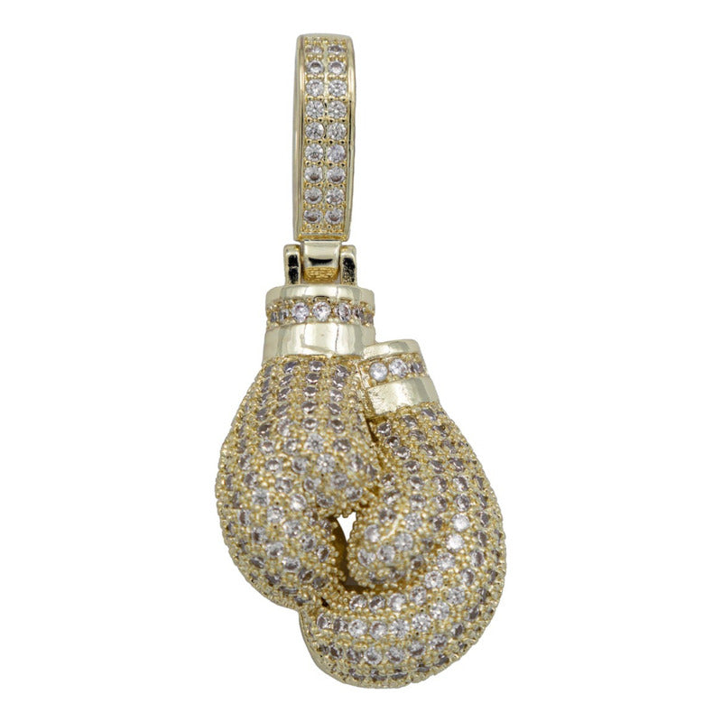 Dije Hombre Guantes Cruzados Hiphop + Cadena Chapa Oro 14k