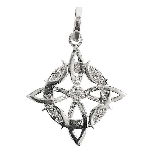 Dije Nudo De Bruja Celta Fases Lunares Zirconias Plata 925 Plateado Alto/ancho 3.6 Cm X 2.3 Cm