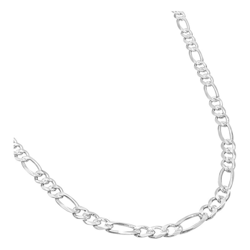 Cadena Figaro 3x1 Diamantada Hombre Plata 925 45 Cm X 6 Mm Plateado