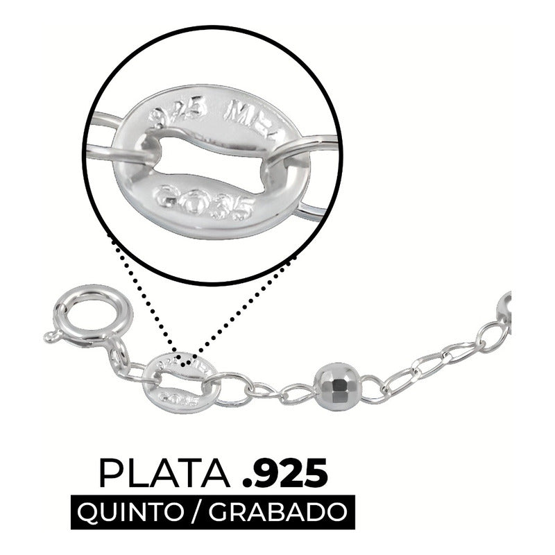 Pulsera Ajustable Nudo Bruja Esmaltado Mujer Plata 925 19 Cm Blanco