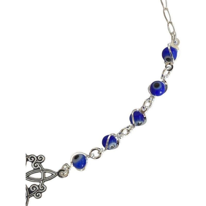 Pulsera Ajustable Nudo De Bruja A Laser Ojo Turco Plata 925
