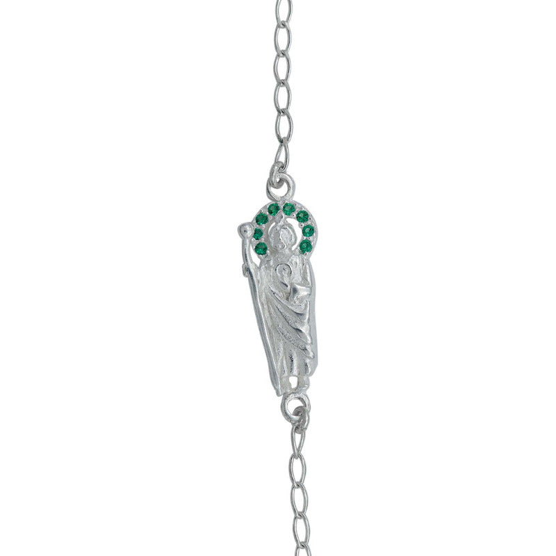 Pulsera Chica San Judas Tadeo Zirconias Plata Ley 925