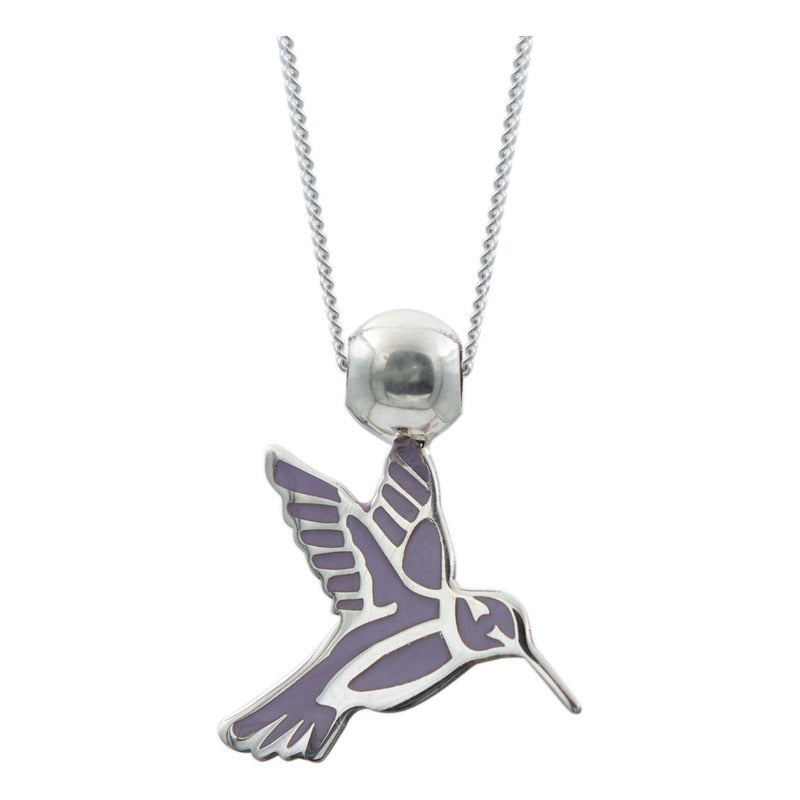 Collar Ajustable Colibri Esmaltado Mujer Regalo Plata 925